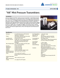 Thumbnail of document Data Sheet - HA Mini Pressure Transmitter